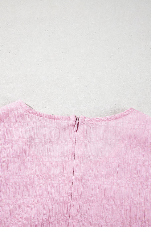 Bonbon Textured Bubble Sleeve High Waist Mini Dress